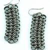 Long Oxidized Silver Ribbon Chain Earrings-0