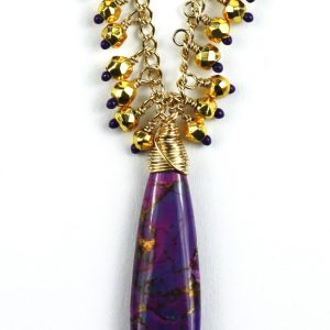 Purple / Gold Hand-Painted Necklace-854