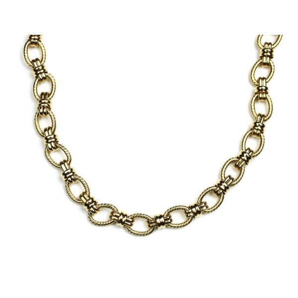 Gold Criss Cross Chain Necklace-0