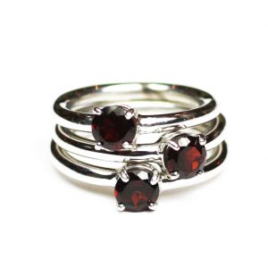 Garnet Solitaire Stack Ring-1638