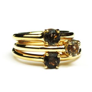 Smokey Quartz Solitaire Stack Ring-1689