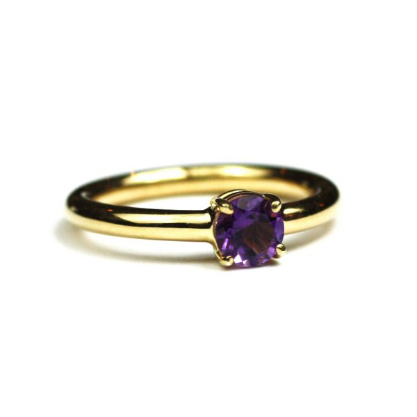 Amethyst Solitaire Stack Ring-0