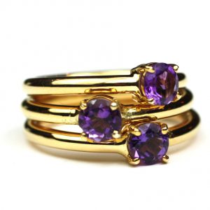 Amethyst Solitaire Stack Ring-1682