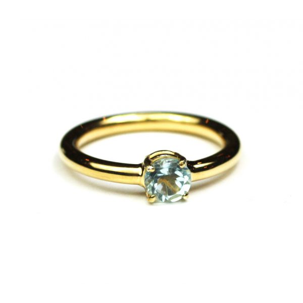 Blue Topaz Solitaire Stack Ring-0