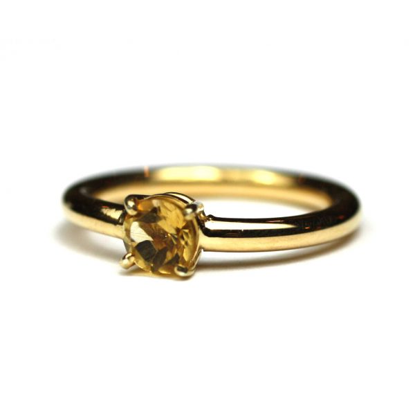 Citrine Solitaire Stack Ring-0