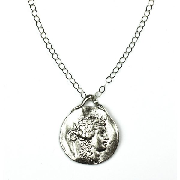 Silver Roman Pendant Chain Necklace-0