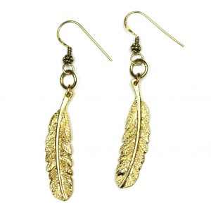 Gold Feather Earrings-0
