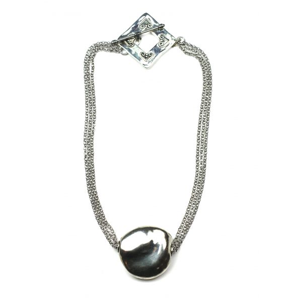 Silver Nugget Chain Necklace-0