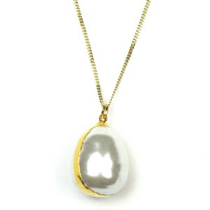 White Lotus Pearl Necklace (on delicate chain)-2305