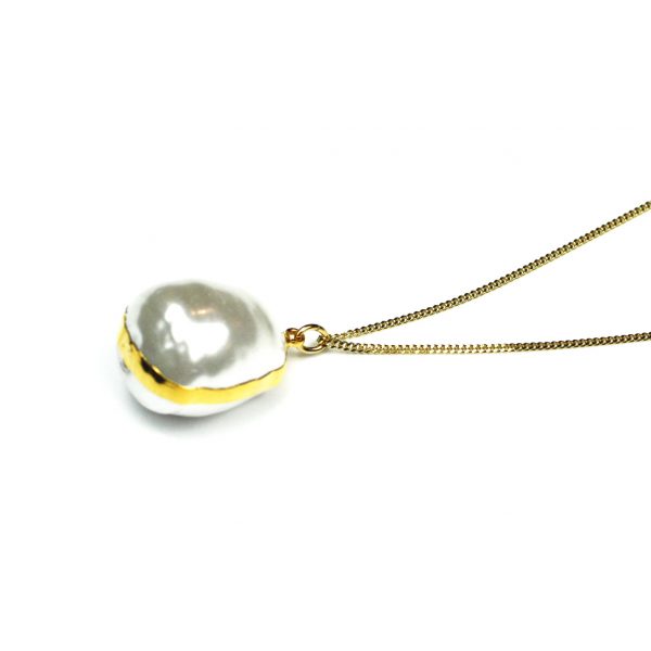 White Lotus Pearl Necklace (on delicate chain)-0