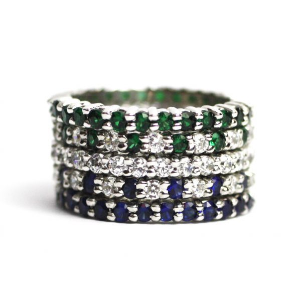Alternating Solitaire Stack Rings-3366