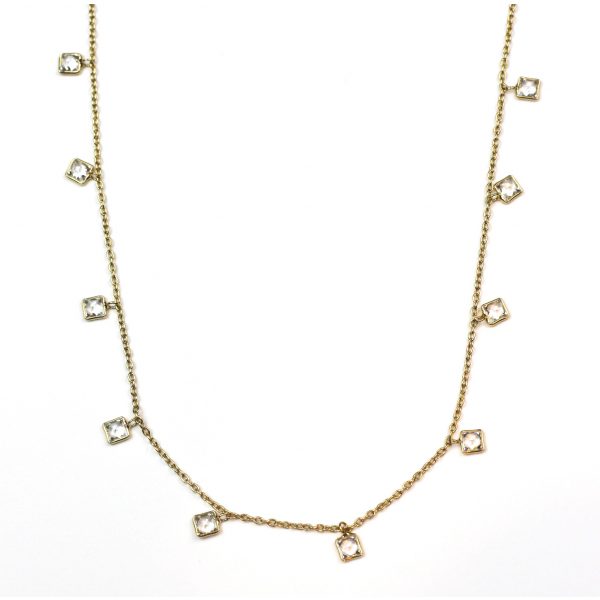 CZ Dangle Chain Necklace-0