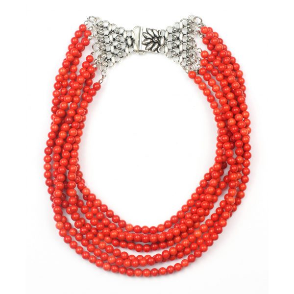 Bright Coral Statement Necklace-0