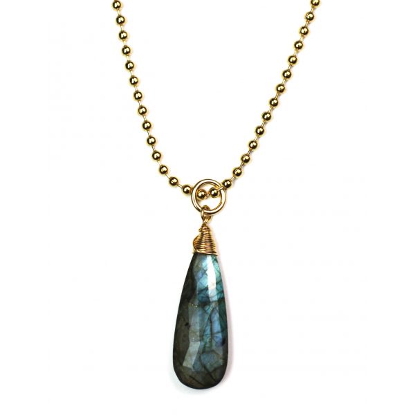 Long Labradorite Briolette Pendant-0
