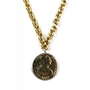 Long Gold Coin Necklace-0