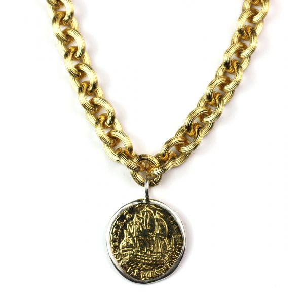 Short Gold Coin Necklace-0