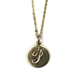 Small Initial Disc Necklace-3935