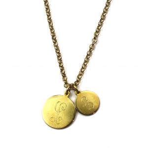 Large Initial Disc Necklace-3936