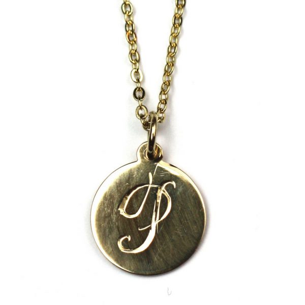 Large Initial Disc Necklace-0