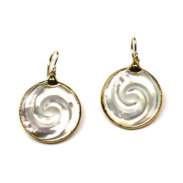 Small Wave Mother of Pearl Earrings-0