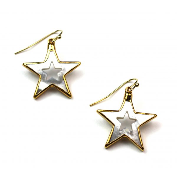 Small Star Mother of Pearl Earrings-0
