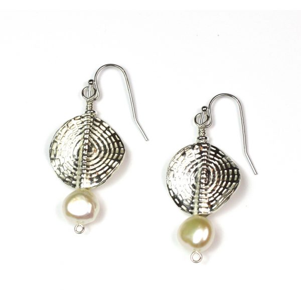 Circle Sunburst Pearl Earrings-3988