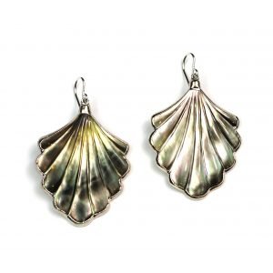 Silver Shell Abalone Earrings-0