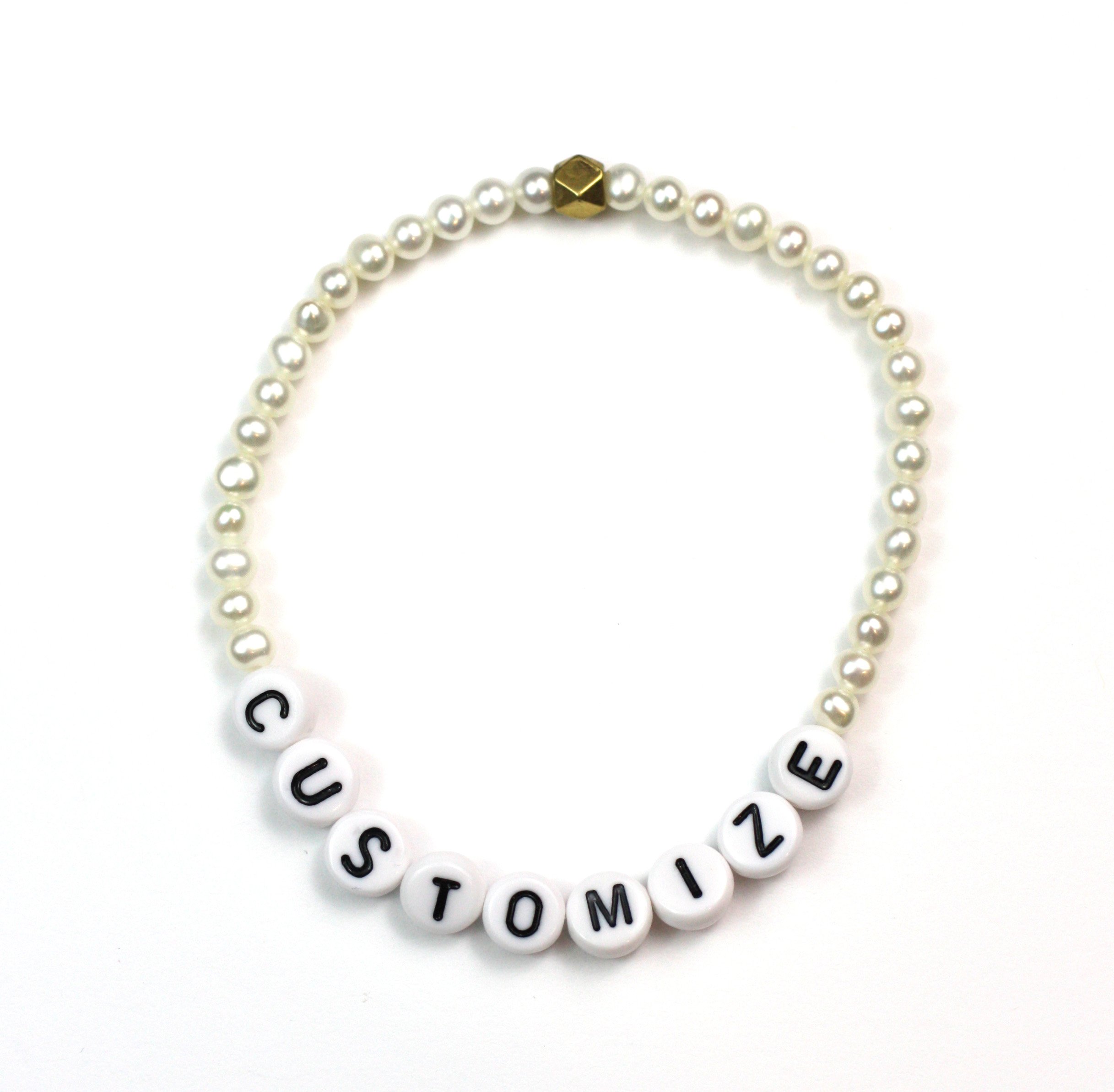 Name Bracelet with Matte Black Beads – KateMarie Designs