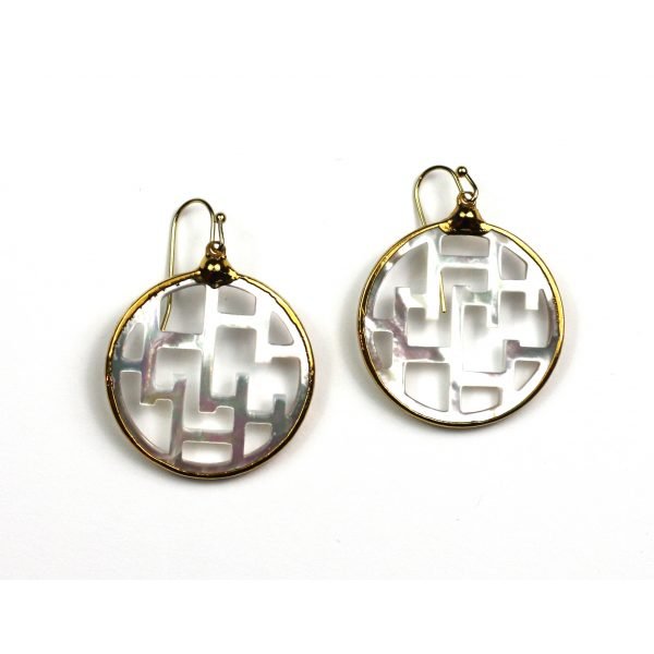 Small Geometric Mother of Pearl Earrings-0