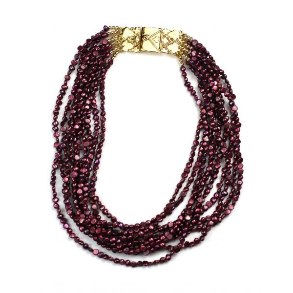 Cranberry Pearl Statement Necklace-0