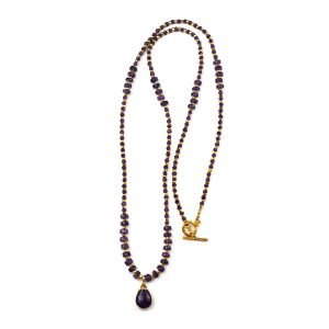 Smooth Amethyst Teardrop Necklace-4634