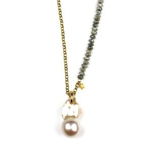Baroque Pearl & Silverite Necklace-0
