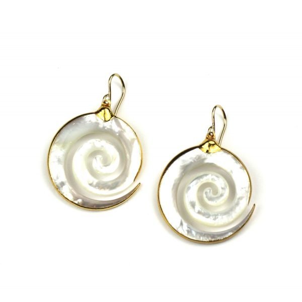 Small Swirl Mother of Pearl Earrings-0