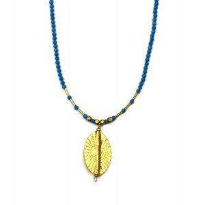 Turquoise & Gold Sunburst Necklace-0