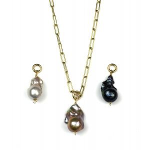 Baroque Pearl Charm Necklace-4906