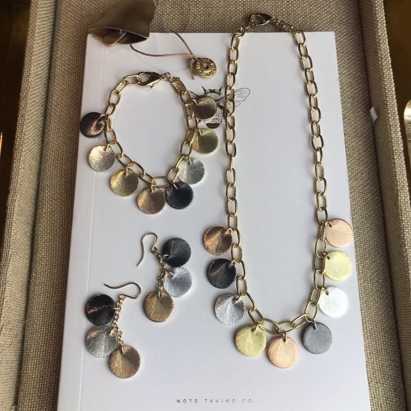 Brushed Disc Charm Earrings-5033