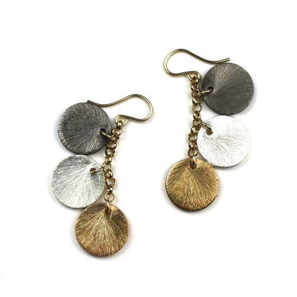 Brushed Disc Charm Earrings-5028