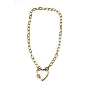 Heart Connector Necklace on Oval Chain