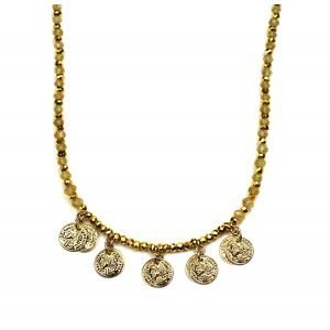 Gold Disc Rondelle Necklace