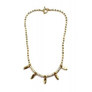 Gold Leaf Rondelle Necklace