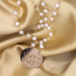 Customized Pearl 1” Disc Necklace