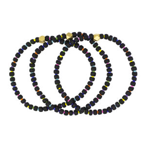 Matte Black Rainbow Seed Bead Bracelet