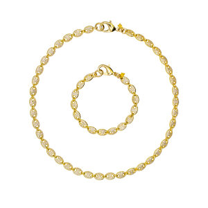 CZ Oval Grommet Chain Necklace