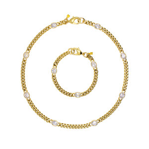 CZ Oval Cuban Chain Bracelet