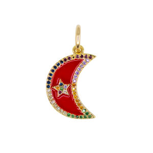 Enamel Crescent Moon Charm