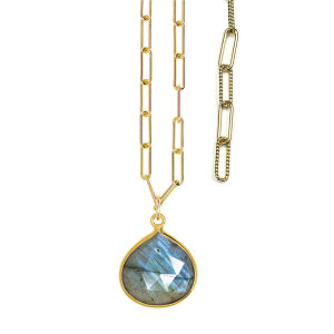 Labradorite Briolette Charm Necklace