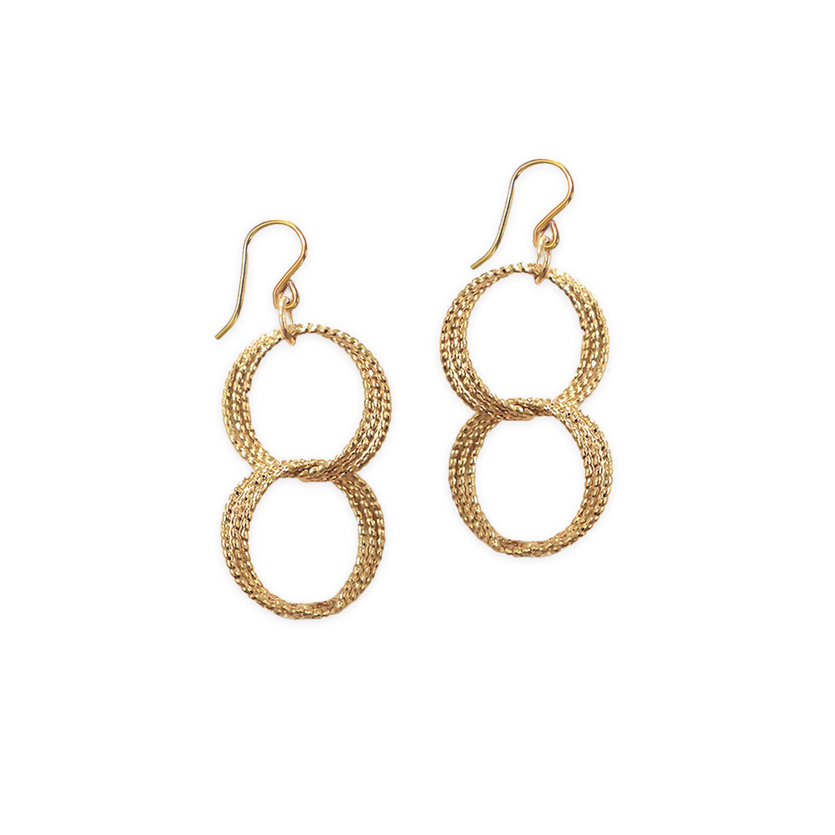 Small Etched Circle Chain Earrings