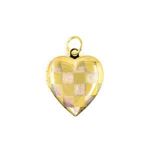 Checkered Gold Heart Locket