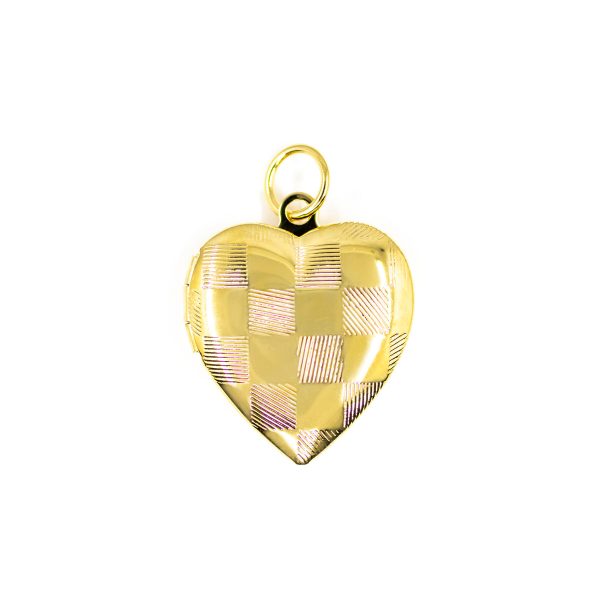 Checkered Gold Heart Locket