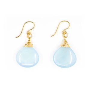 Natural Aquamarine Wire-Wrapped Earrings